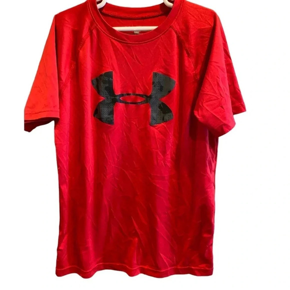 UNDER ARMOUR BOYS HEAT GEAR RED TOP SHIRT TEE TSHIRT SUMMER SIZE YMD MEDIUM - Picture 1 of 3